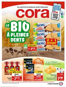 Prospectus Cora à Vendin-le-Vieil, "Le bio à pleines dents", 36 pages de promos valables du 29/11/2022 au 05/12/2022
