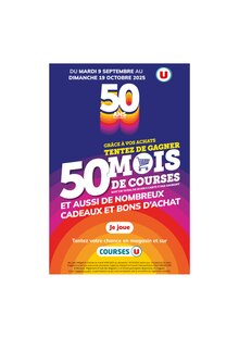 Prospectus U Express à Domont, "50 ANS MAGASINS U", 1 page de promos valables du 16/09/2025 au 19/10/2025