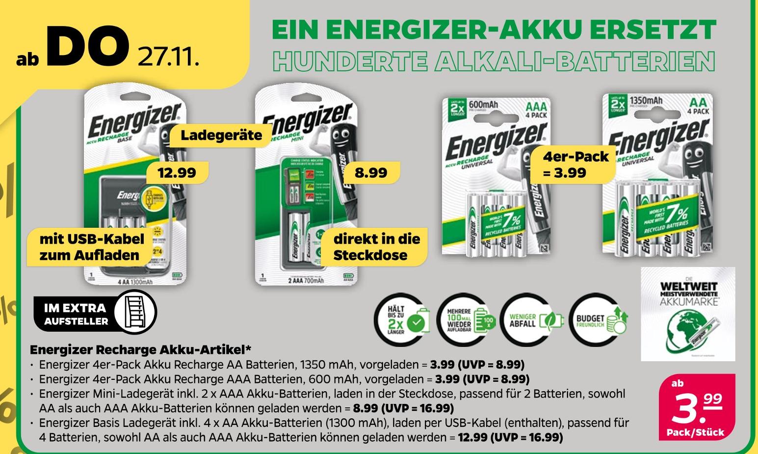 Basis Ladegerät inkl. 4 x AA Akku-Batterien