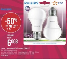 Lot de 2 ampoules led standard 75w e27 - Géant Casino à Grenoble Lot de 2 ampoules led standard 75w e27 en promo chez Géant Casino Grenoble à 6,68 €