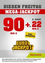 Westlotto Prospekt "Diesen Freitag Mega-Jackpot", 3 Seiten, für Hagen, 19.11.2019 - 22.11.2019 Westlotto Prospekt "Diesen Freitag Mega-Jackpot", 3 Seiten, für Hagen, 19.11.2019 - 22.11.2019