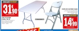 Table plastique pliable 180 cm - Brico Cash à Montpellier Table plastique pliable 180 cm en promo chez Brico Cash Montpellier à 14,99 €