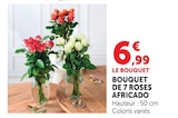 Bouquet de 7 roses Africado en promo chez Super U Valence à 6,99 €