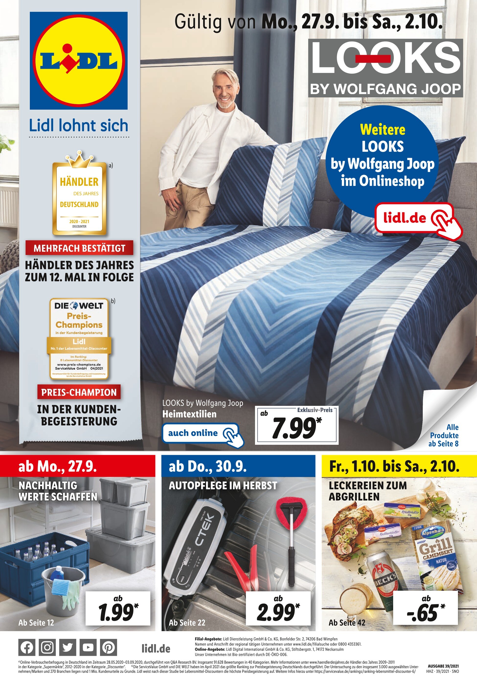 Lidl Prospekt für Drahnsdorf mit 63 Seiten Lidl Prospekt für Drahnsdorf: "LOOKS BY WOLFGANG JOOP", 63 Seiten, 27.09.2021 - 02.10.2021
