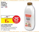 Lait Ribot Entier - Paysan Breton en promo chez Intermarché Super Lait Ribot Entier - Paysan Breton dans le catalogue Intermarché Super