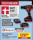 Akku-Schlagbohrschrauber im toom Baumarkt Prospekt Akku-Schlagbohrschrauber von Einhell im aktuellen toom Baumarkt Prospekt für 129,99 €