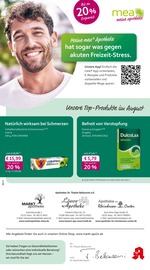 mea - meine apotheke Apotheken Prospekt der aktuellen Woche mit 4 Seiten, gültig von 01.08.2026 bis 31.08.2026, in Undenheim und Umgebung Aktueller mea - meine apotheke Apotheken Prospekt in Undenheim und Umgebung, "Unsere August-Angebote" mit 4 Seiten, 01.08.2026 - 31.08.2026