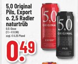 Pils, Export oder 2,5 Radler naturtrüb Angebote von 5,0 Original bei Trinkgut Kaarst für 0,49 €