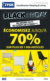 Prospectus Jysk, "Black Friday économisez jusqu’à 70%", 8 pages, 22/11/2022 - 28/11/2022