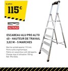 Tout Faire Barbezieux-Saint-Hilaire - Promo Escabeau alu pro alto 40 - hauteur de travail 3,02 m - 5 marches Promo Escabeau alu pro alto 40 - hauteur de travail 3,02 m - 5 marches à 115,00 € dans le catalogue Tout Faire à Barbezieux-Saint-Hilaire