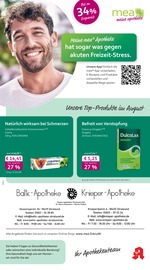 mea - meine apotheke Apotheken Prospekt der aktuellen Woche mit 4 Seiten, gültig von 01.08.2026 bis 31.08.2026, in Stralsund und Umgebung Aktueller mea - meine apotheke Apotheken Prospekt in Stralsund und Umgebung, "Unsere August-Angebote" mit 4 Seiten, 01.08.2026 - 31.08.2026