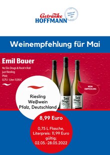 Aktueller Getränke Hoffmann Prospekt "Weinempfehlung für Mai" mit 1 Seite