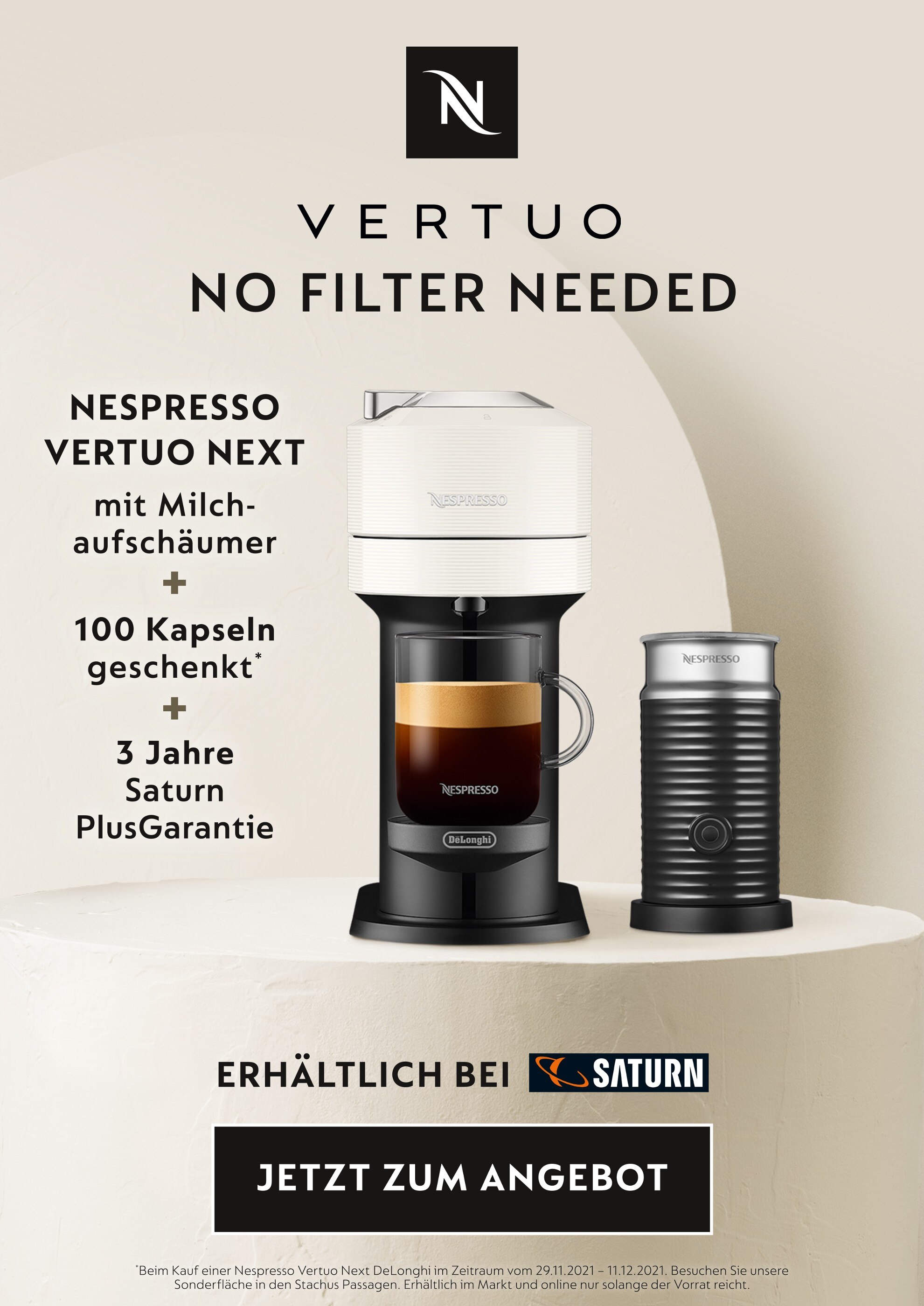 Nespresso Prospekt für Germering mit 1 Seite Nespresso Prospekt für Germering: "VERTUO - NO FILTER NEEDED", 1 Seite, 29.11.2021 - 11.12.2021