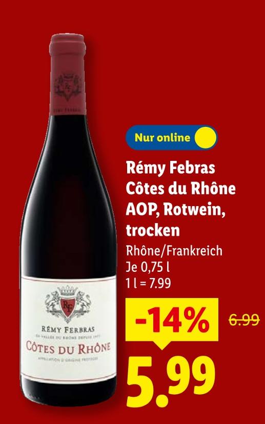 Côtes du Rhône AOP, Rotwein, trocken