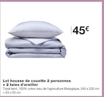 Lot housse de couette 2 personnes + 2 taies d’oreiller en promo chez Monoprix Le Havre à 45,00 €