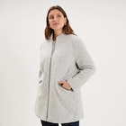 Promo Manteau mi-long droit zippé col mao gris clair femme grande taille à 49,99 € dans le catalogue La Halle à Nice