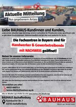 BAUHAUS Prospekt "Aktuelle Mitteilung", 1 Seiten, für Reinheim, 25.03.2020 - 19.04.2020 BAUHAUS Prospekt "Aktuelle Mitteilung", 1 Seiten, für Reinheim, 25.03.2020 - 19.04.2020