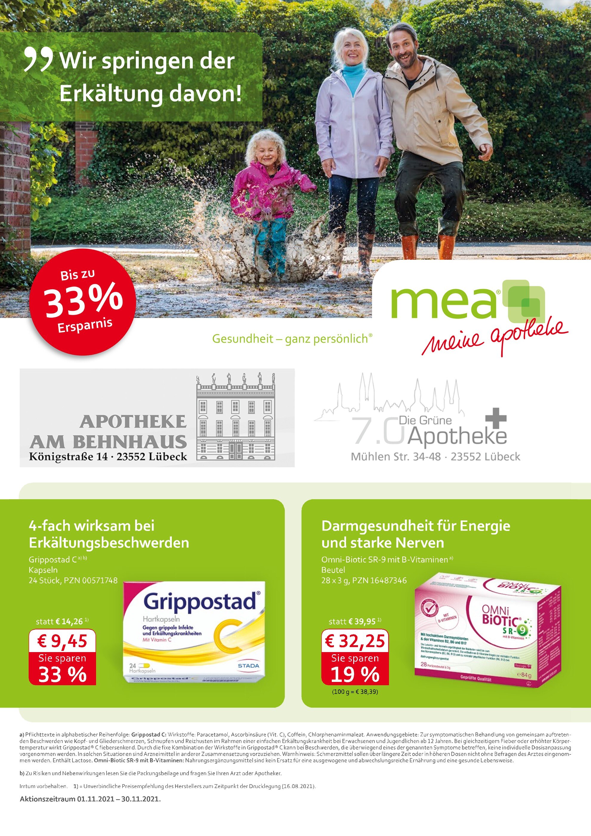 mea - meine apotheke Prospekt für Lübeck mit 4 Seiten mea - meine apotheke Prospekt für Lübeck: "Unsere November-Angebote", 4 Seiten, 01.11.2021 - 30.11.2021