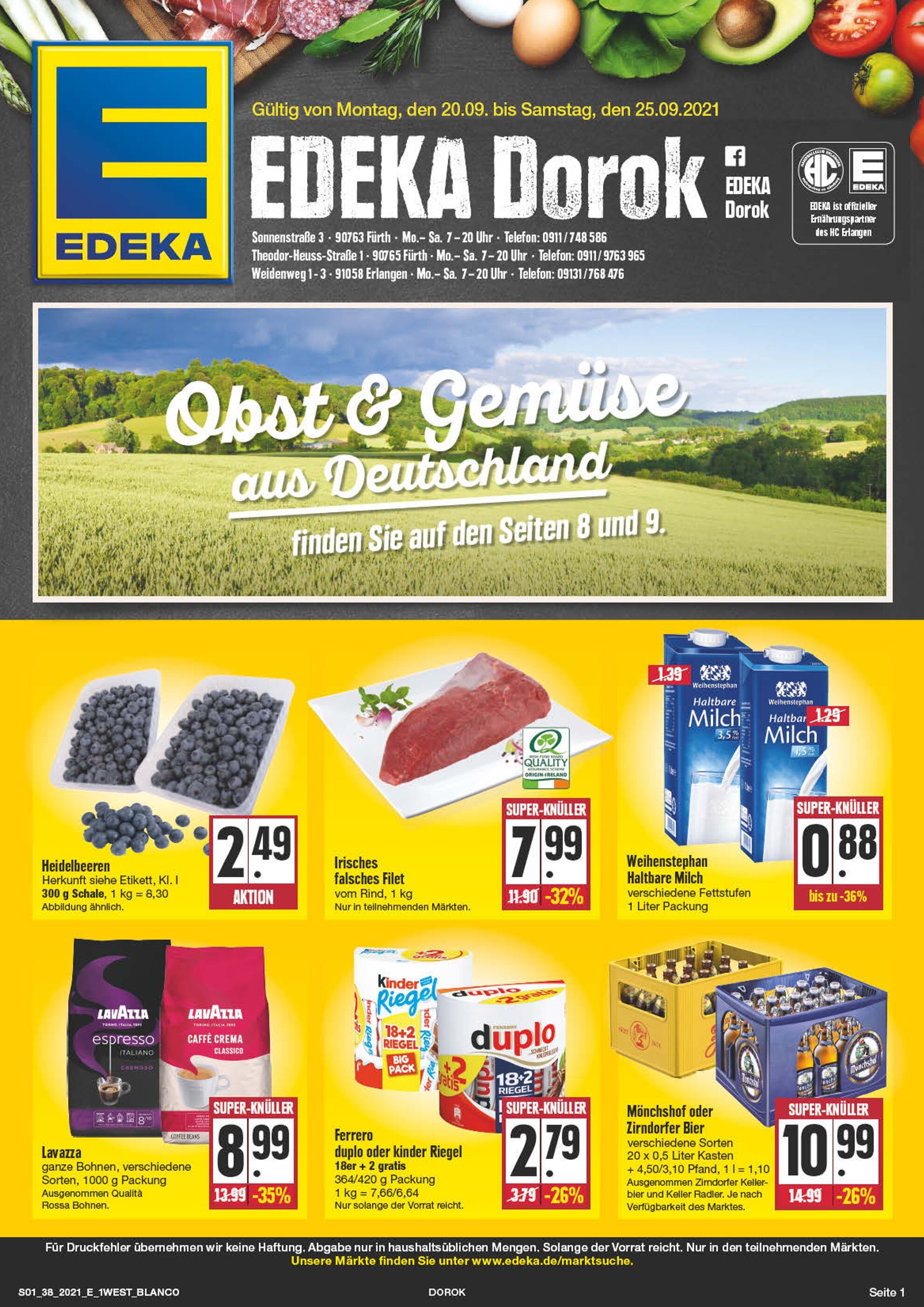 EDEKA Prospekt für Fürth mit 36 Seiten EDEKA Prospekt für Fürth: "Wir lieben Lebensmittel!", 36 Seiten, 20.09.2021 - 25.09.2021