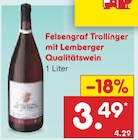Aktuelles Felsengraf Trollinger mit Lemberger Qualitätswein Angebot bei Netto Marken-Discount in Frankfurt (Main) ab 3,49 €