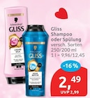 Gliss Shampoo oder Spülung von Schwarzkopf für 2,49 € bei budni im Angebot Gliss Shampoo oder Spülung von Schwarzkopf im aktuellen budni Prospekt