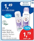 Deo-Spray oder Roll-On von CD im aktuellen budni Prospekt