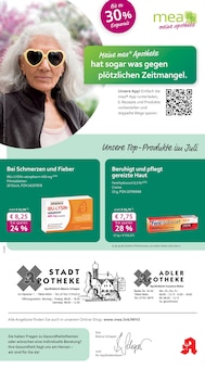 mea - meine apotheke Prospekt der Woche "Unsere Juli-Angebote" Seite 1, 01.07.2025 bis 31.07.2025 für Wehr Aktueller mea - meine apotheke Prospekt "Unsere Juli-Angebote" Seite 1 von 4 Seiten für Wehr