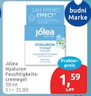Hyaluron Feuchtigkeits-cremegel von Jölea für 1,59 € bei budni im Angebot Hyaluron Feuchtigkeits-cremegel von Jölea im aktuellen budni Prospekt