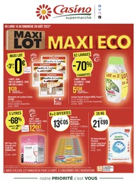 Catalogue Casino Supermarchés à Épinal, avec 23 pages Prospectus Casino Supermarchés à Épinal, "Maxi lot, maxi eco", 23 pages, 15/08/2022 - 28/08/2022