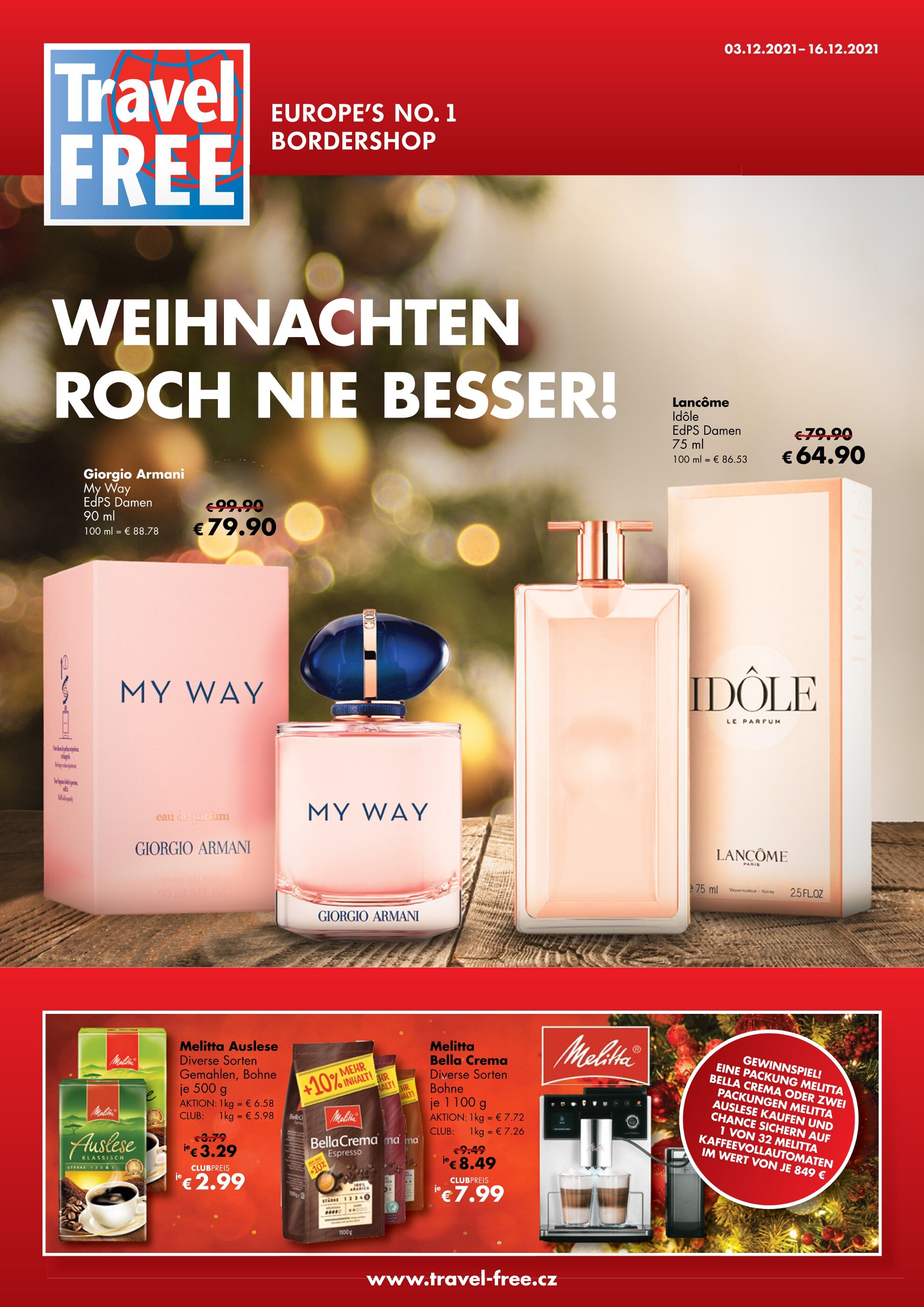 Travel FREE Prospekt für Theisseil mit 8 Seiten Travel FREE Prospekt für Theisseil: "WEIHNACHTEN ROCH NIE BESSER!", 8 Seiten, 03.12.2021 - 16.12.2021