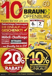 Kaffee im BRAUN Möbel-Center Prospekt in Rastatt Aktueller BRAUN Möbel-Center Prospekt mit Kaffee, "10 JAHRE BRAUN MÖBEL CENTER OFFENBURG", Seite 1