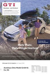 Volkswagen Werkstatt & Auto Prospekt der aktuellen Woche mit 1 Seite, gültig von 01.06.2026 bis 31.08.2026, in Rot am See und Umgebung Aktueller Volkswagen Werkstatt & Auto Prospekt in Rot am See und Umgebung, "Mehr Platz. Mehr Möglichkeiten." mit 1 Seite, 01.06.2026 - 31.08.2026