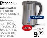 Wasserkocher von TECHNOLUX für 9,99 € bei ROLLER im Angebot Wasserkocher von TECHNOLUX im aktuellen ROLLER Prospekt