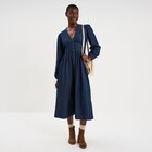 Robe longue en jean empire coton denim brut femme en promo chez La Halle Bordeaux à 39,99 €