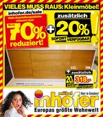 Möbel Inhofer Prospekt für Leutkirch mit 12 Seiten Möbel Inhofer Prospekt für Leutkirch: "VIELES MUSS RAUS: Kleinmöbel!", 12 Seiten, 17.03.2021 - 17.04.2021