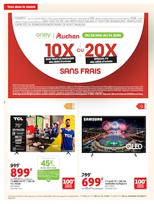 Promotion Télévision dans le prospectus Auchan Hypermarché, valable du 26/05/2026 au 14/06/2026 Promo Télévision dans le catalogue Auchan Hypermarché du moment à la page 2