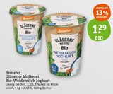 Gläserne Molkerei Bio-Weidemilch Joghurt Angebote von demeter bei tegut Bietigheim-Bissingen für 1,29 €