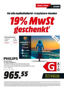 Fernseher im MediaMarkt Saturn Prospekt "19% MwSt. geschenkt" mit 34 Seiten (Duisburg)