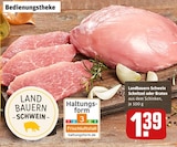 Landbauern Schwein Schnitzel oder Braten im Angebot bei REWE in Tübingen Landbauern Schwein Schnitzel oder Braten Angebote von LAND BAUERN SCHWEIN bei REWE Tübingen für 1,39 €