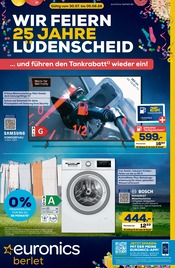 Fernseher im EURONICS Prospekt in Waldbröl Aktueller EURONICS Prospekt mit Fernseher, "WIR FEIERN 25 JAHRE LÜDENSCHEID", Seite 1