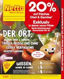 Netto Marken-Discount Prospekt für Berlin: "20% auf frisches Obst und Gemüse", 4 Seiten, 16.09.2024 - 21.09.2024