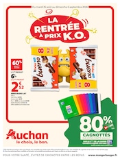 Prospectus Supermarchés Auchan Hypermarché en cours à Maurepas et alentours, "LA RENTRÉE À PRIX K.O.", 66 pages, 25/08/2026 - 06/09/2026 Catalogue Supermarchés Auchan Hypermarché en cours à Maurepas et alentours, "LA RENTRÉE À PRIX K.O.", 66 pages, 25/08/2026 - 06/09/2026
