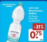 Aktuelle Gerolsteiner Angebote bei ALDI SÜD in Freiburg (Breisgau) Aktuelles Mineralwasser, Medium Angebot bei ALDI SÜD in Freiburg (Breisgau) ab 0,75 €
