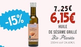Huile de sésame grillé - BIO PLANÈTE en promo chez Naturalia Levallois-Perret à 6,15 €