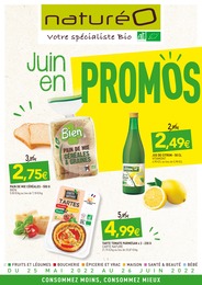 Catalogue NaturéO à Linas, avec 18 pages Prospectus NaturéO à Linas, "Juin en PROMOS", 18 pages, 25/05/2022 - 26/06/2022