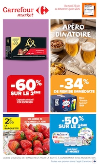 Catalogue Carrefour Market de la semaine 25, "Carrefour market", page 1, 23/06/2026 - 05/07/2026 Prospectus Carrefour Market en cours, "Carrefour market", page 1 sur 15