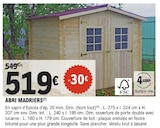 Abri Madriers - E.Leclerc à Villeurbanne Abri Madriers en promo chez E.Leclerc Villeurbanne à 519,00 €