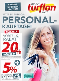 Möbel Turflon Prospekt für Kamen: "PERSONALKAUF-TAGE", 20 Seiten, 14.01.2025 - 18.01.2025