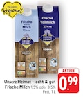 Frische fettarme Milch Angebote von Unsere Heimat bei E center Offenburg für 0,99 €