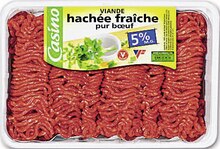Viande hachée fraîche pur bœuf 5% MG et Chair à saucisse - Géant Casino à Cagnes-sur-Mer Viande hachée fraîche pur bœuf 5% MG et Chair à saucisse en promo chez Géant Casino Cagnes-sur-Mer à 4,90 €